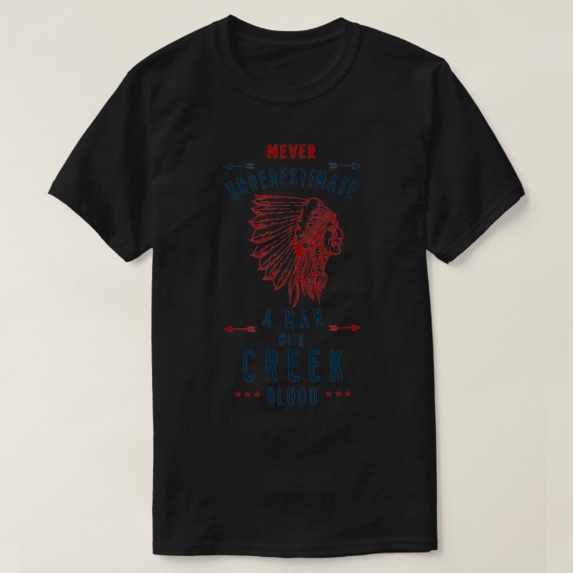 Bäck Native Indian Man underskattar aldrig undersk T Shirt (Design framsida)