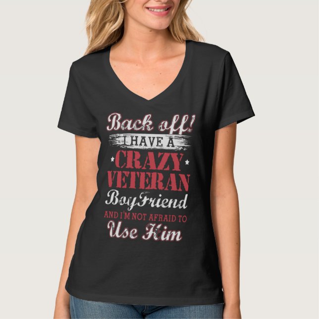 Back Off Veteran Boyfriend  Girlfriend T Shirt (Framsida)