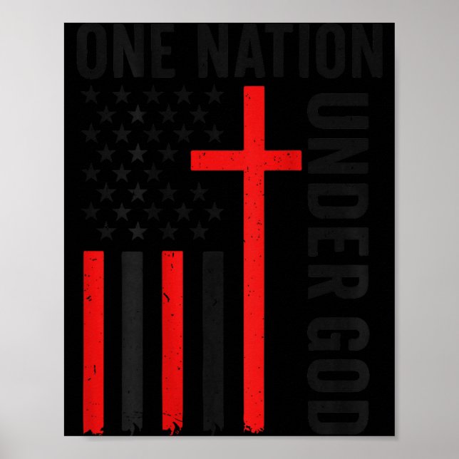 Back One Nation Under God American Flag Christian  Poster (Framsidan)