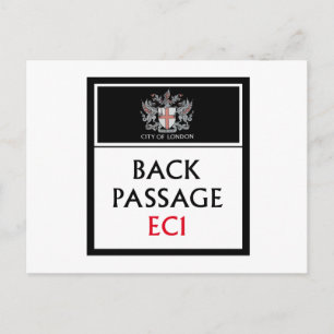 Back Passage, London Street Sign Vykort