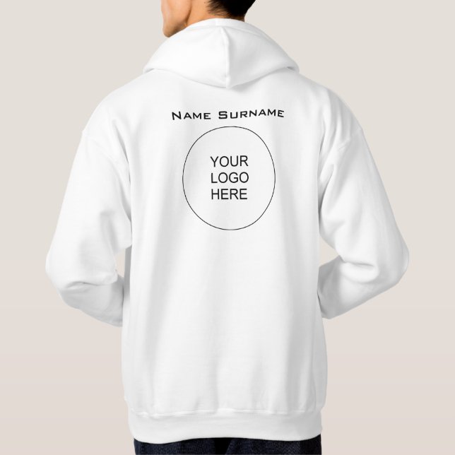 Back Print Manar Basic White Hoodie Company Logoty (Baksida)