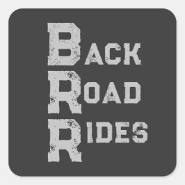 "Back Road Rides" Logotyp Grått Lettering Fyrkantigt Klistermärke