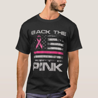Back The Pink American Flag Breast Cancer Awarenes T Shirt