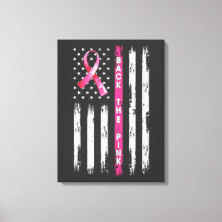 Back The Pink Ribbon Flag Breast Cancer Awareness Canvastryck