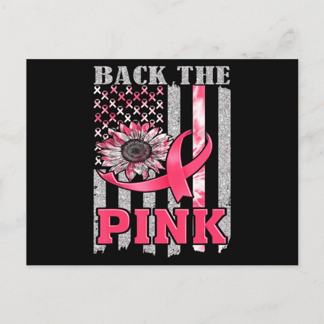 Back The Pink Ribbon Flag Breast Cancer Awareness  Vykort (Framsida)