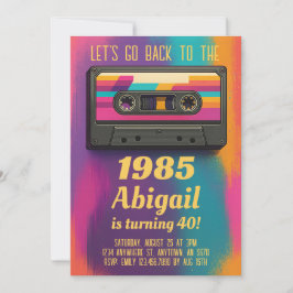 Back to 80's Vintage Birthday Invite Inbjudningar