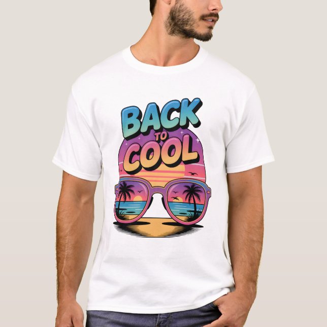 Back to Cool Retro Sunset Design – 80’s Inspired  T Shirt (Framsida)