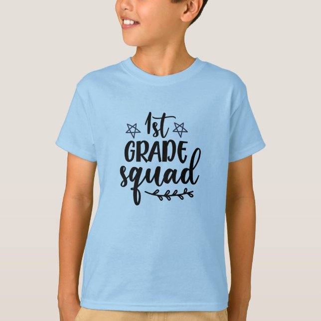 Back to school 1:a Klass-kvadrattypografi T Shirt (Framsida)