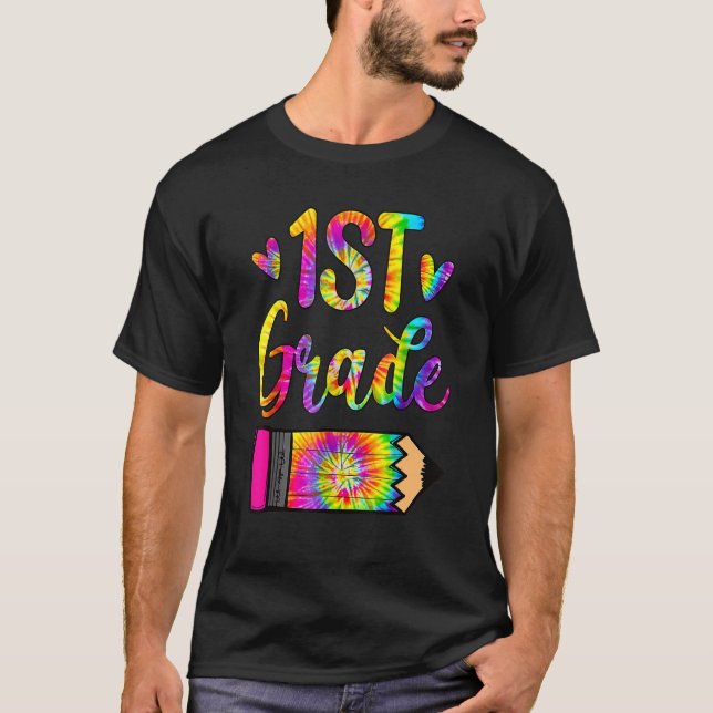 Back to school 1:a Klass Lärarpennan Tie Dye 1 T Shirt (Framsida)
