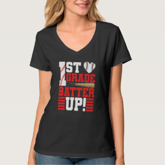 Back To School 1st Grade Batter Up Baseball First  T Shirt