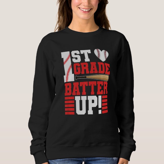 Back To School 1st Grade Batter Up Baseball First  T Shirt (Framsida)