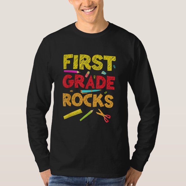 Back To School 1st Grade Rocks Student Teacher Tea T Shirt (Framsida)