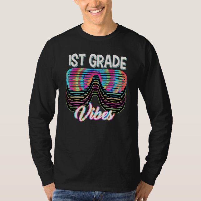 Back To School 1st Grade Vibes Girls Boys Tie Dye T Shirt (Framsida)