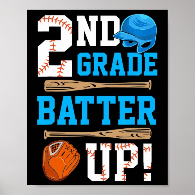 Back To School 2nd Grade Batter Up Baseball First  Poster (Framsidan)