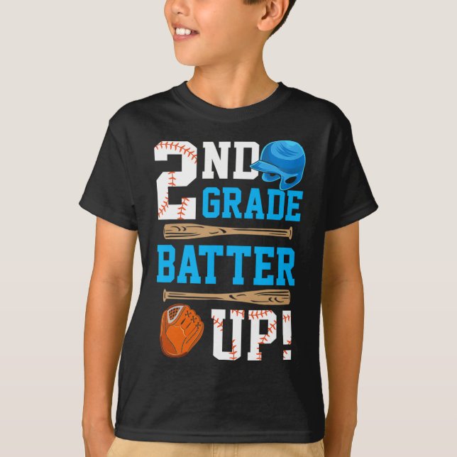 Back To School 2nd Grade Batter Up Baseball First  T Shirt (Framsida)