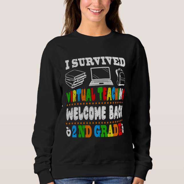 Back To School 2nd Grade I Survived Virtual Teachi T Shirt (Framsida)