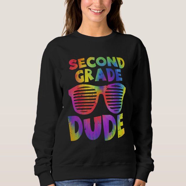 Back To School 2nd Second Grade Dude Tie Dye Sungl T Shirt (Framsida)
