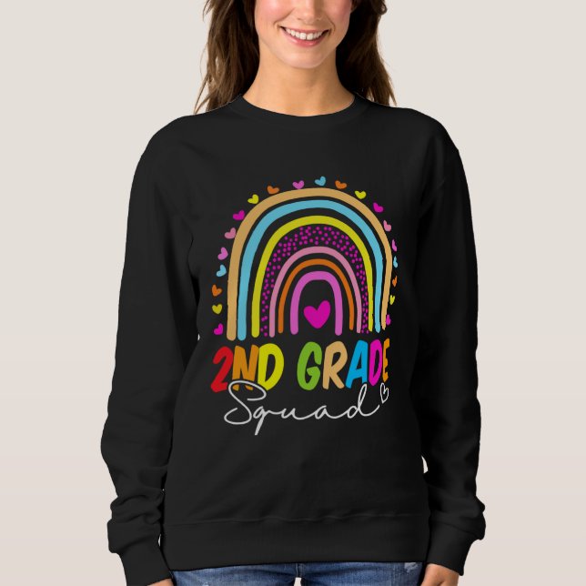 Back To School  2nd Second Grade Squad Rainbow Tea T Shirt (Framsida)