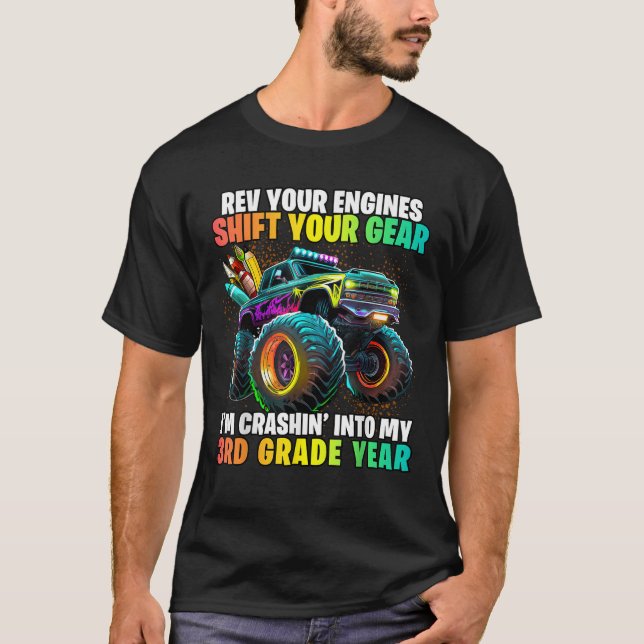 Back to school 3:e klass-monstret Lastbil första d T Shirt (Framsida)