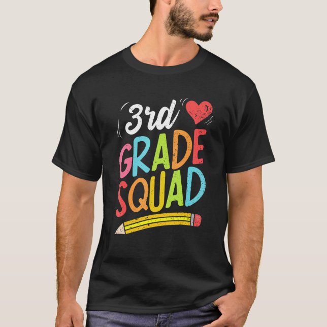 Back To School 3rd Grade Squad Third Grade Teacher T Shirt (Framsida)