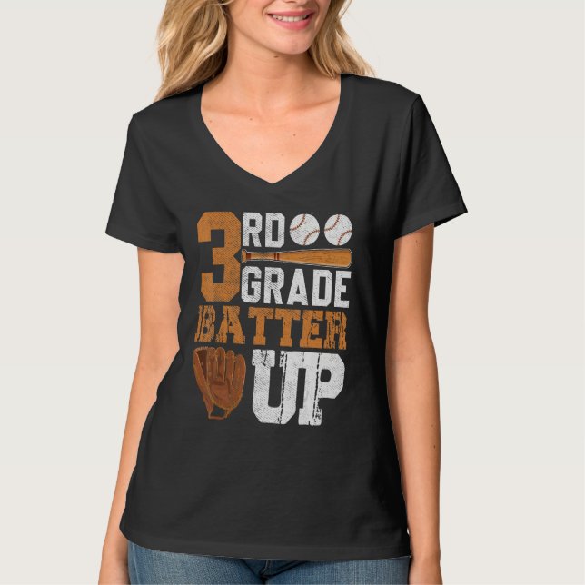 Back To School 3rd Grade Students Baseball Batter T Shirt (Framsida)