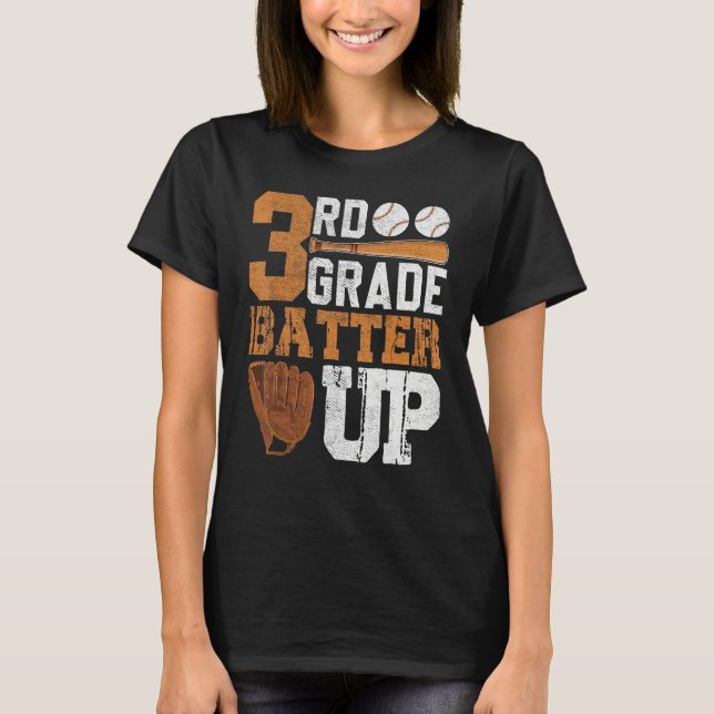 Back To School 3rd Grade Students Baseball Batter T Shirt (Framsida)