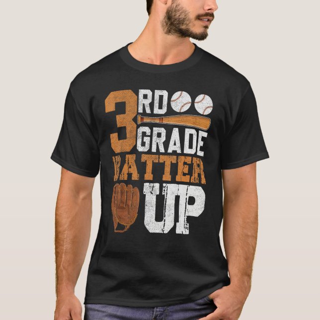 Back To School 3rd Grade Students Baseball Batter T Shirt (Framsida)