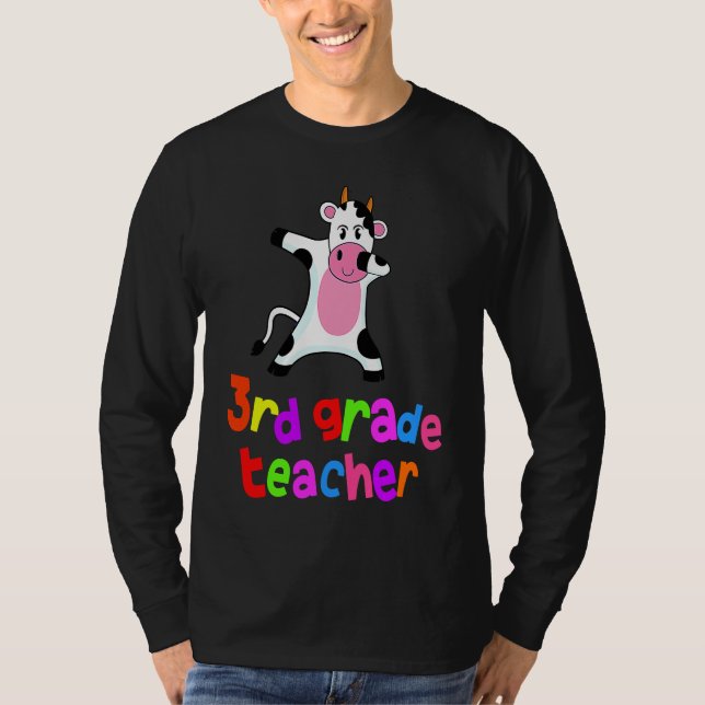 Back to School  3rd Grade Teacher Dabbing Cow Dab T Shirt (Framsida)