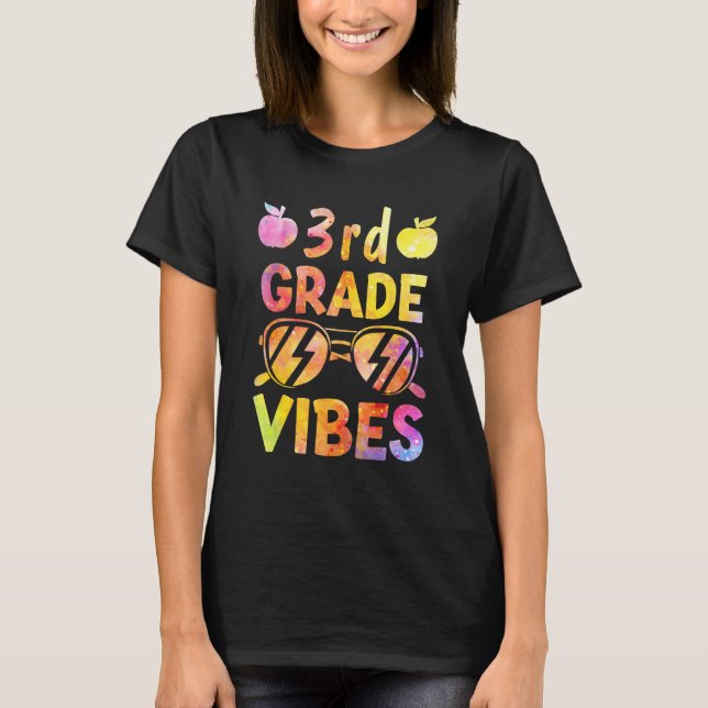 Back to School 3rd Grade Vibes Tie Dye Teacher Kid T Shirt (Framsida)