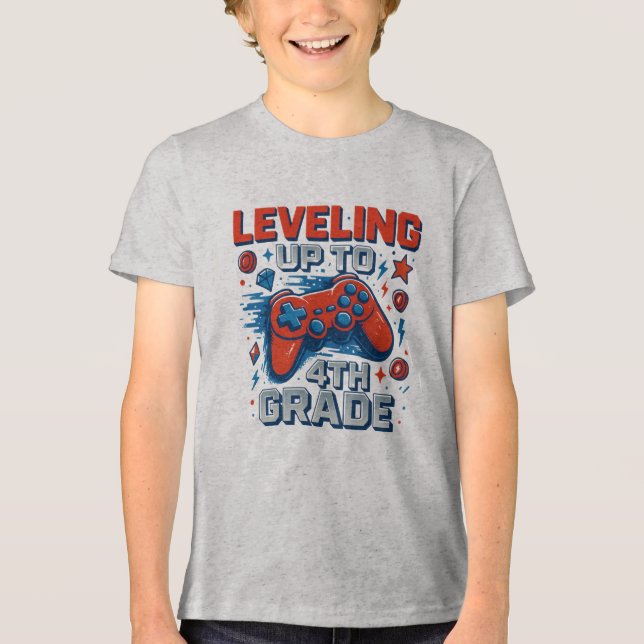 Back to school 4:e Klass Gamer Boy Girl T Shirt (Framsida)