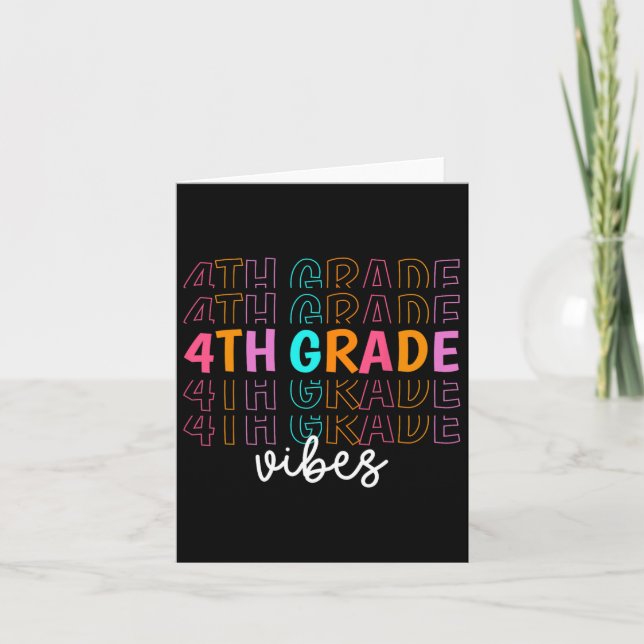 Back to school 4:e Klass Vibes Retro Teacher Stude Kort (Framsida)