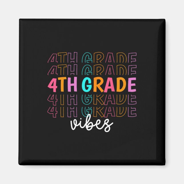 Back to school 4:e Klass Vibes Retro Teacher Stude Magnet (Framsidan)