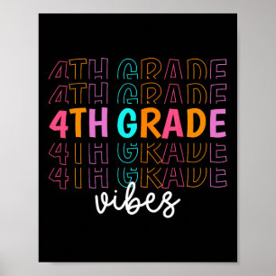 Back to school 4:e Klass Vibes Retro Teacher Stude Poster