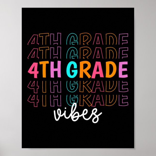 Back to school 4:e Klass Vibes Retro Teacher Stude Poster (Framsidan)