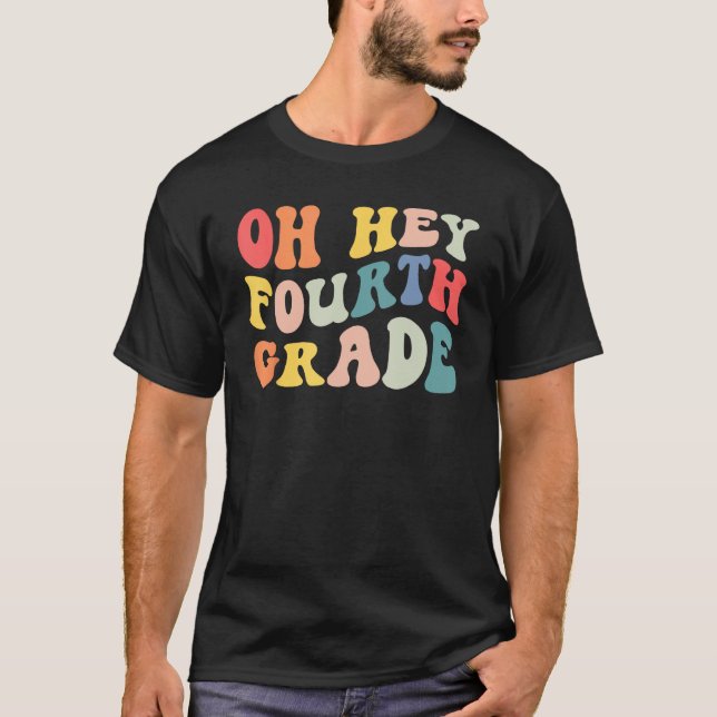 Back to School 4th Grade Grade Groovy Teacher Kids T Shirt (Framsida)