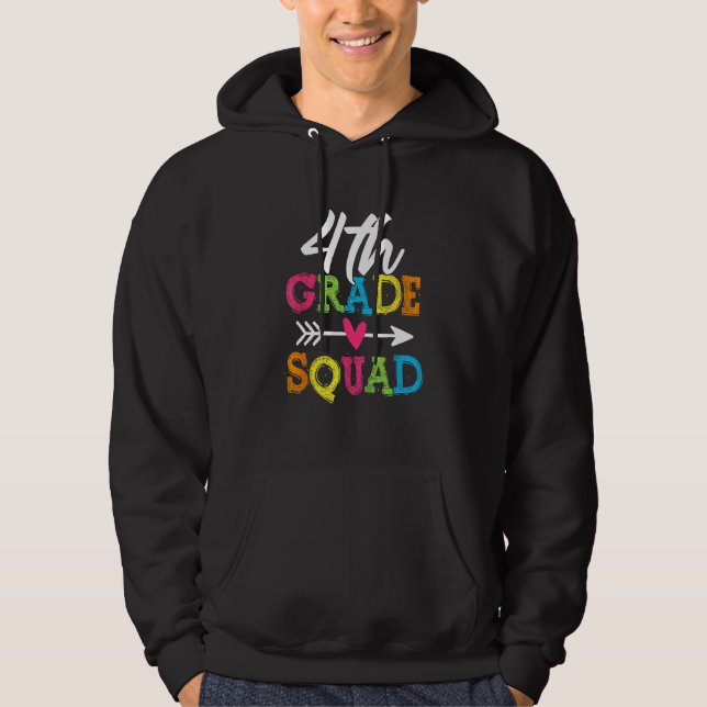 Back To School 4th Grade Squad Fourth Teacher Stud Hoodie (Framsida)