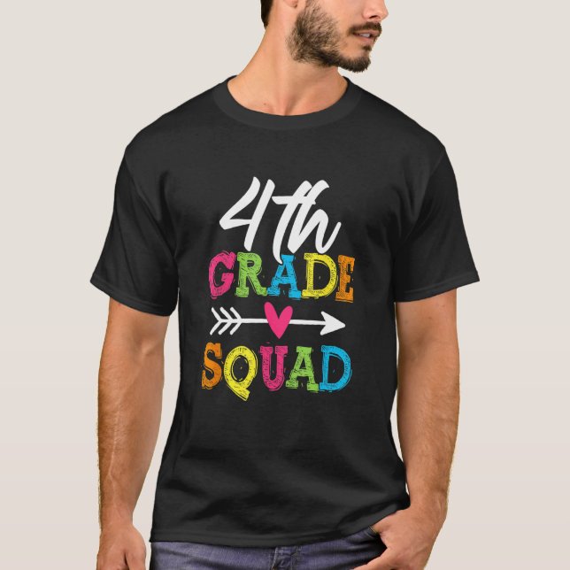 Back To School 4th Grade Squad Fourth Teacher Stud T Shirt (Framsida)