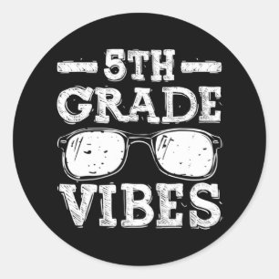 Back to school 5:e Klass Vibes första dagslärare Runt Klistermärke