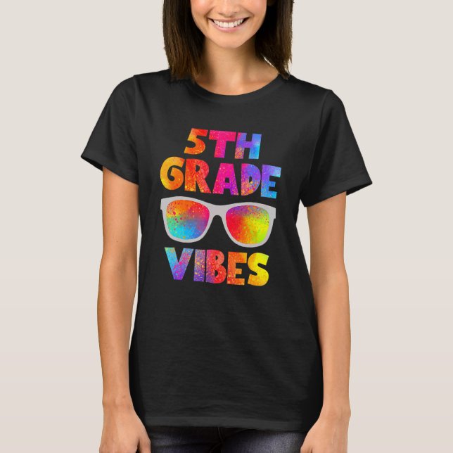 Back to school 5:e Klass Vibes första dagslärare T Shirt (Framsida)