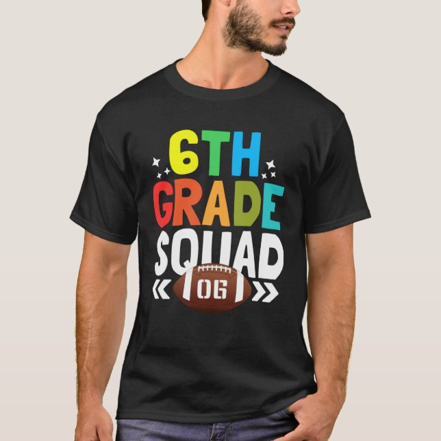 Back to School 6th Grade squad Football Kids T Shirt (Framsida)