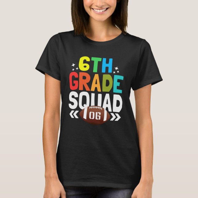 Back to School 6th Grade squad Football Kids T Shirt (Framsida)