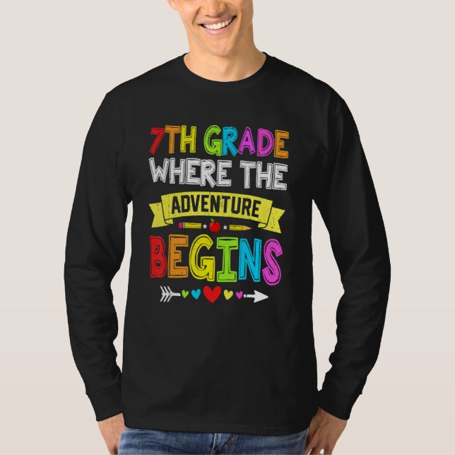 Back To School 7th Grade Where The Adventure Begin T Shirt (Framsida)