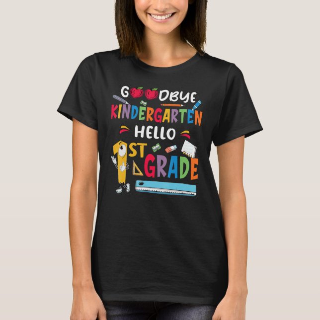 Back to school Adjö Kindergarten Hej 1:a Grad T Shirt (Framsida)