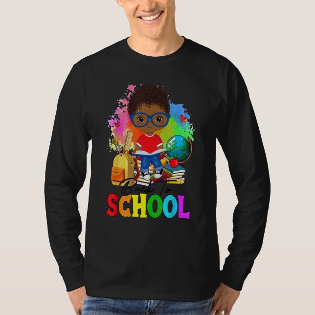 Back To School Afro Boy & Backpack 1st Day Of Scho T Shirt (Framsida)