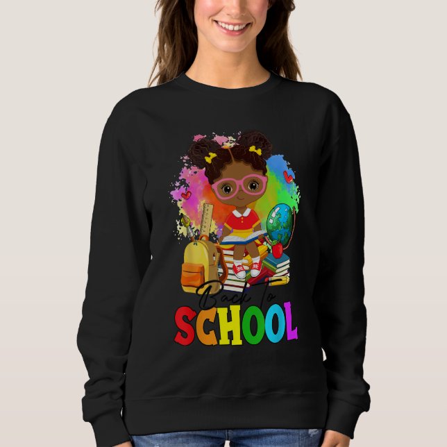 Back To School Afro Girl & Backpack 1st Day Of Sch T Shirt (Framsida)