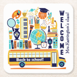 Back to school anpassningsbar pappra underlägg papper kvadrat