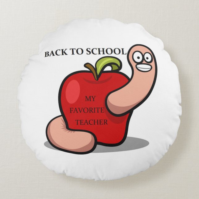 "BACK TO SCHOOL" ÄPPLE RUND KUDDE (Framsidan)