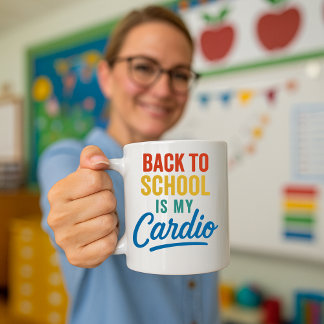Back to school är min Cardio Mugg; Lärare Kaffemugg