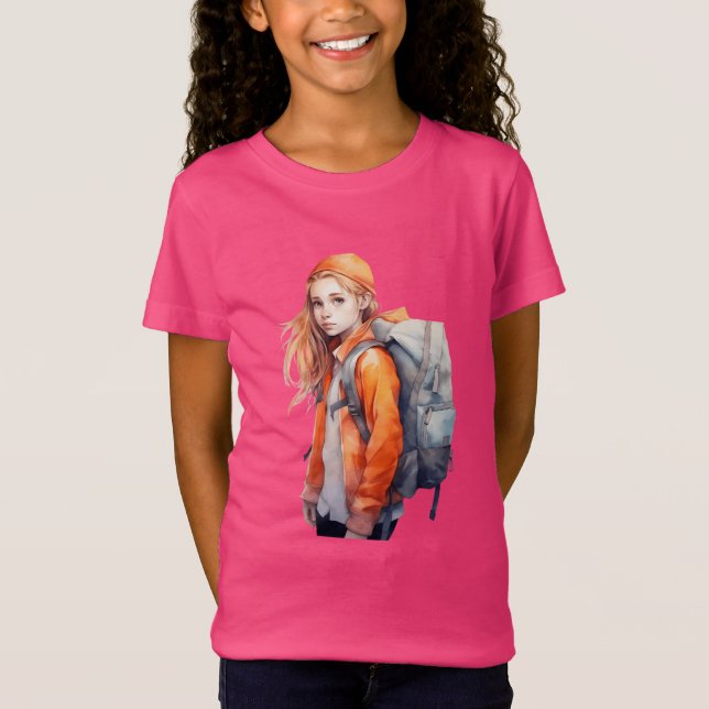 Back to school Äventyr Redo Girls T Shirt (Framsida)