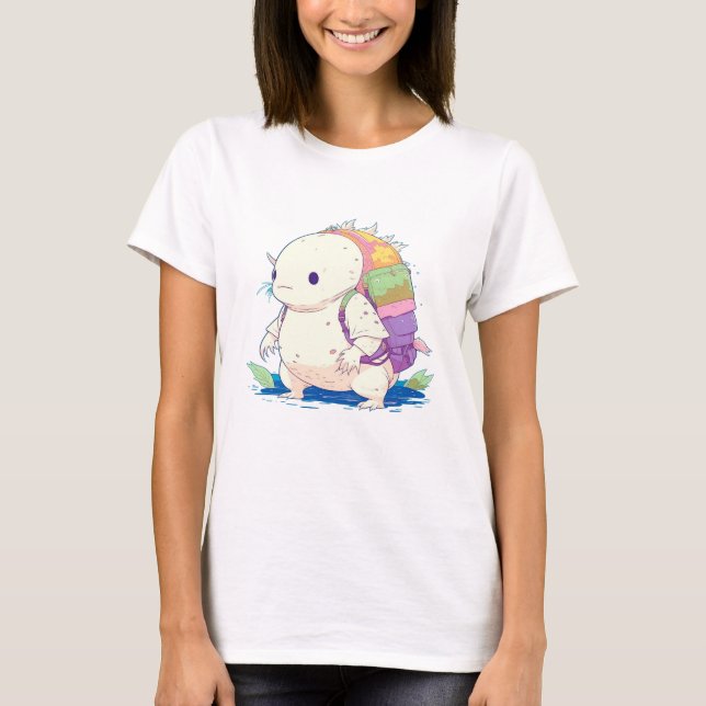 Back to school Axolotl Kawaii Tecknad T Shirt (Framsida)